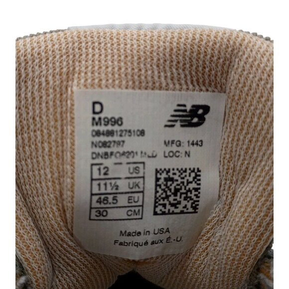 New‎ Balance 996 Shoes Mens Size 12 Made in USA Classic Retro Runner Suede Mesh - Picture 7 of 8